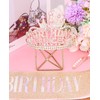 Wecoe Birthday Crown and Sash Women Girls Birthday Princess Crown