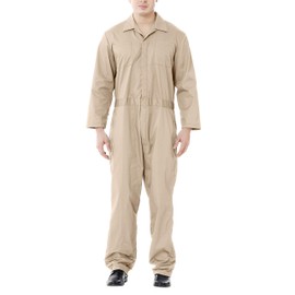 TopTie Blended Long Sleeve Coverall for Men, Khaki Coverall Regular Length
