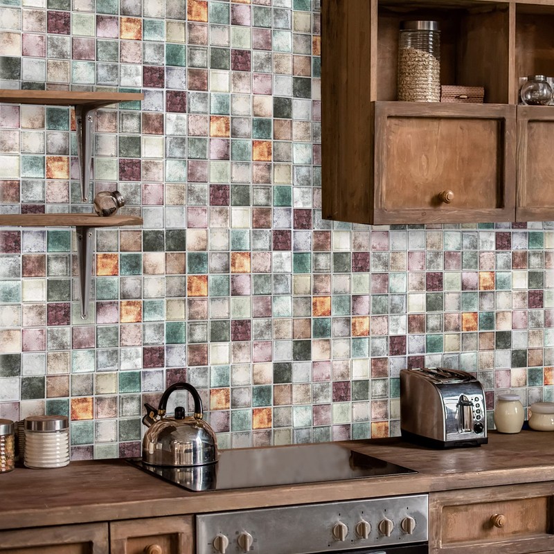 Parrotile Antique 2'' x 2'' Glass Squared Tile Glazed Red