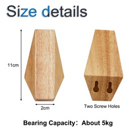 INCREWAY Natural Wooden Hook, 4PCS Burlywood Wall Mounted Hooks Durable Coat Hook Hat Rack Towel Hanger for Living Room Bathroom(Rhombus)