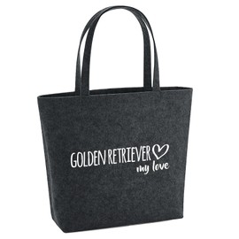Huuraa Felt Shopper Golden Retriever My Love Gift 22 Litres Felt Golden Retriever Gift Idea, Charcoal melange, Unit size