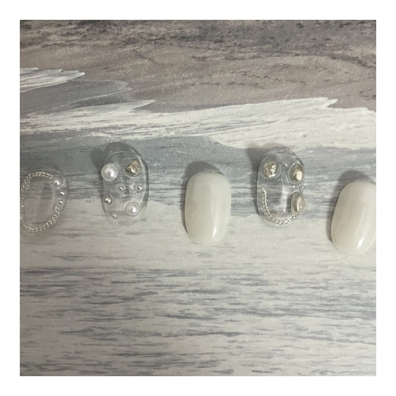 ˡᴬᴺᵀᶤˡ Pearl Pebble Handmade Nail Tip - Short Oval Mini