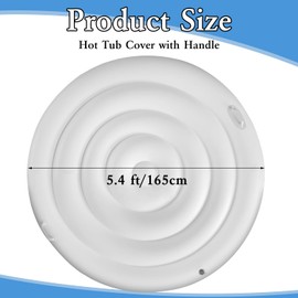 Inflatable Hot Tub Cover Energy Saving Lid for Outdoor Hot Tub,Windproof Rain-Proof Cover Protector for Hot Tubs SaluSpa Coleman Spa (Round-5.4ft-Handle)