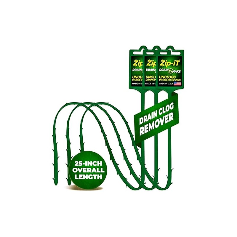 Zip-It Drain Clog Remover – 25-Inch Flexible Hair Snake Tool