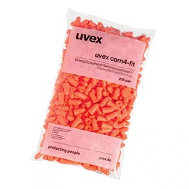 Uvex Ear Plugs Foam 2112006 Com4-Fit, Refill Bag of 200 Pairs - Orange