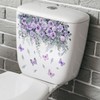 2 Sheets Flower Toilet Stickers Purple Plant Rose Butterfly Toilet