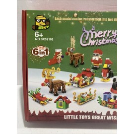 utbttor Christmas Building Blocks Set - 6 In 1 Santa, Tree, Train, and More