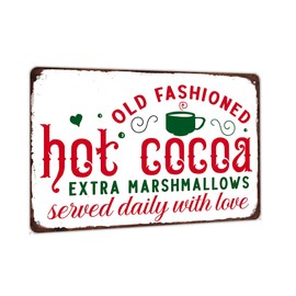 Old Fashioned Hot Cocoa Extra Marshmallows Sign Coffee Station Accessories Decor for Kitchen Coffee Bar Coffee Nook Corner 8x12 inch