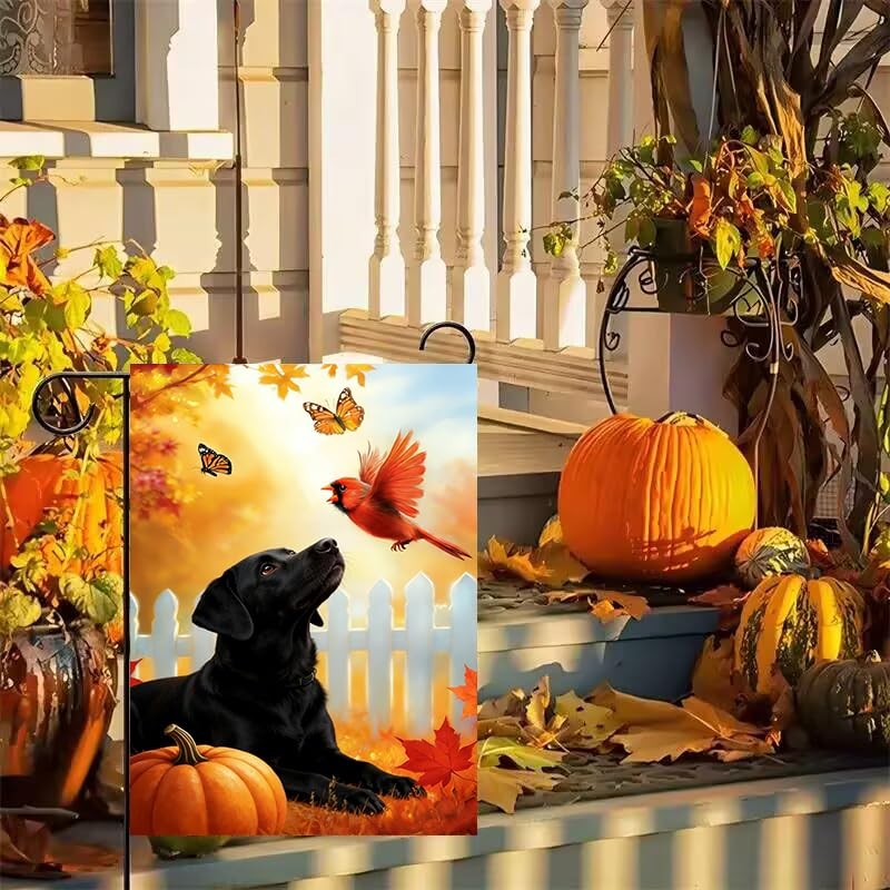 Fall Black Lab Dog Garden Flags for Outside 12x18 Double