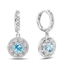 Silver Earrings for Women Trendy - Sterling Silver Hypoallergenic Blue Cubic Zirconia Earrings Drop Dangle Earrings for Sensitive Ears Fashion Dangling Earrings Gifts for Birthday Christmas