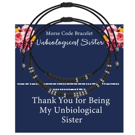 MYSOMY Unbiological Sister Morse Code Bracelet Set Unbiological Sister Friendship Jewellery for Long Distance Bonus Soul Sister, Pearl