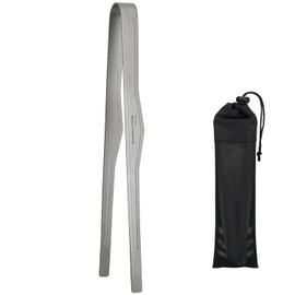 TiTo Titanium Grill Tongs Kitchen BBQ Tongs for Camping Outdoor Cooking Salad Steak Food Buffet Clip Grill Accessories (Large, Gray)