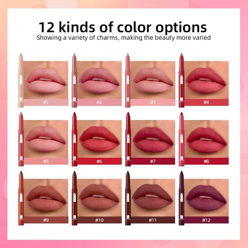 Fovcos 2-in-1 Lip Crayon, lip liner, Lip Liner Pencil, Slim