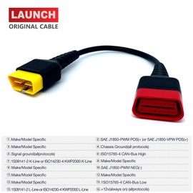 LAUNCH Original X-431 OBD2 Extension Cable 16-Pin Male to Female OBDII Extend Adapter for Car OBD Diagnostic Extender Cord Connector - 1.2ft/36.5cm