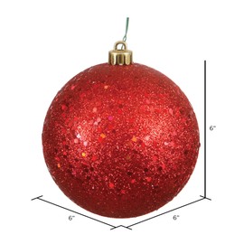 Vickerman 6" Red Sequin Ball Ornament 4 per Box