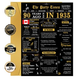 90th Birthday Cards, 90th Black Gold Birthday Decorations, Best 90 year old Birthday Gifts for Women Men, Happy Birthday Cards for Grandpa Grandma