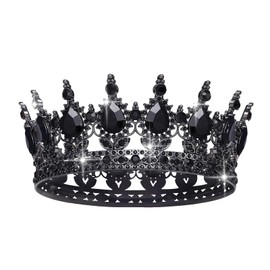 Queen Crown Rhinestone Wedding Crowns and Tiaras for Women Costume Party Hair Accessories Princess Birthday Crown Crystal Bridal Crown (Black & Crown)