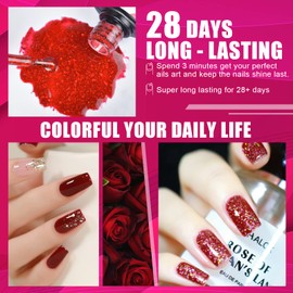 LEVIPE 45Pcs Semi-Permanent Nail Polish, with Base Coat and Glossy & Matt Top Coat, Diamonds & Fluorescent Topcoat, Professional UV LED Gel Nail Polish Kit