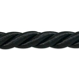 Trims by the Yard Savannah 3/8" Twisted Cord Versatile Trim for DIY Crafts Picture Frames Home Decor and Fashion Items, 5-Yard Cut, Black
