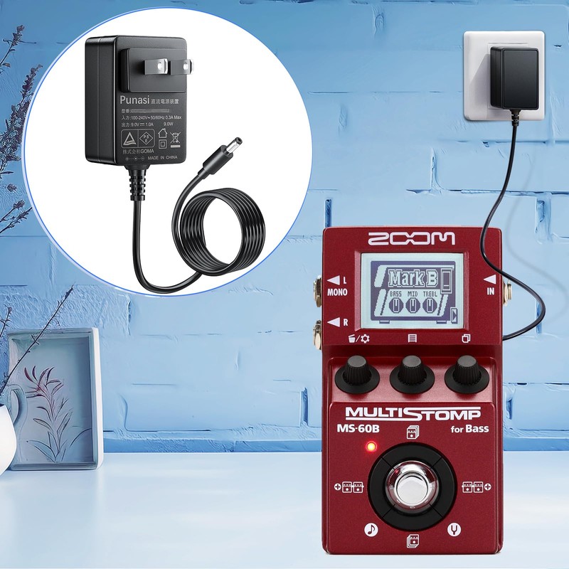 ZOOM AC Adapter for Zoom DC9V Output AD-16 Punasi 9V