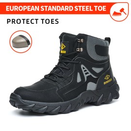 Men's Breathable Safety Shoes Steel Toe, Microfiber Upper Rubber Sole, Comfortable Durable Work FootwearColor: Green, US Size: 10