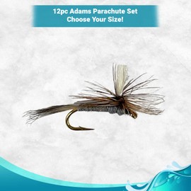 Feeder Creek Flies for Fly Fishing Parachute Adams Dry Flies | Trout Flies | Fly Fishing Assortment | 12pc Fly Fishing Flies (Size 12), Varies, Grey