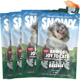 Glad Tidings Snowy's Lickable Wet Seafood Cat Treats Made with Wild-Caught Tuna and Shrimp, Creamy Squeezable Purée, Topper with Vitamin E & Taurine, 16 Count, 1.7 Ounces ⏤ Tuna