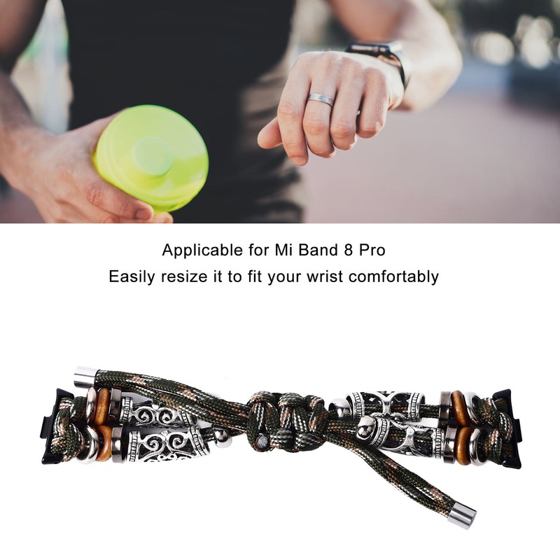 Smart Bracelet Strap Adjust Size Beaded Ethnic Style Replacement Wristband