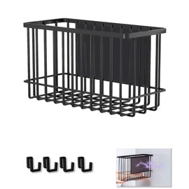 Winbell Magnetic Basket Kitchen Refrigerator Organizer Foil and Plastic Wrap Organizer for Fridge Heavy Duty Metal Storage (10.25" L x 3.2" W x 6" H, Black)