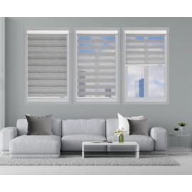 ShadesU Cordless Zebra Blinds for Windows – Light Filtering Dual-Layer Window Shades for Privacy - Easy to Install (Grey Color) (Maximum Height 72") (Width 37.5")