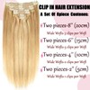 Human Hair Clip in Extensions Dark Blonde Highlighted Bleach Blond