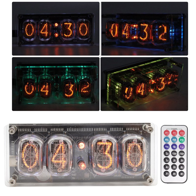 IN12 Glow Tube Clock with Remote Controller Electronic Digital Tube