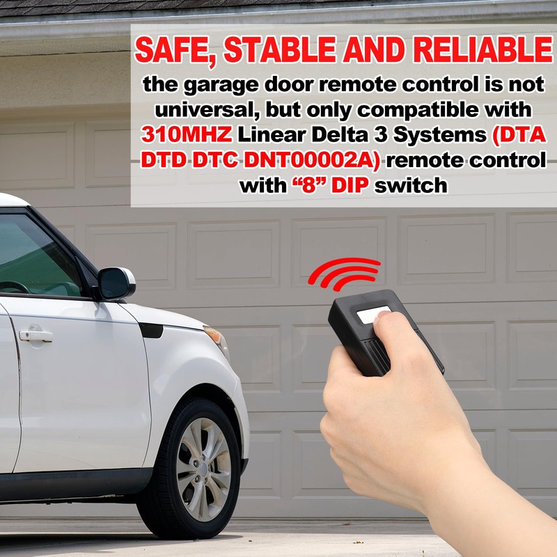 Kingdder 4 Pcs Garage Door Remote 8 Dip Switch Compatible