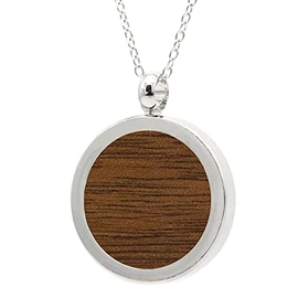 NaturSchatulle Necklace with Pendant Wood Engraving Necklace Wooden Pendant Locket Silver 925 Women's Necklace Pendant Amulet Wooden Jewellery Charms 50 cm, Stainless Steel Sterling Silver Wood