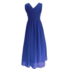 Happy Rose Flower Girl's Dress Party Dresses Juniors Long Bridesmaid Dress Dusty Blue Chiffon 8