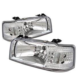 AKKON - For 1992-1996 Ford Bronco F150 F250 F350 LED Chrome Headlights W/Built In Corner Signal Lights Lamp