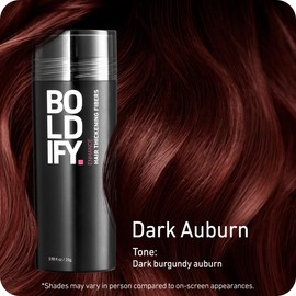 BOLDIFY Hair Fibres for Thinning Hair (DARK AUBURN) - 28g Bottle - Undetectable & Natural Hair Filler Instantly Conceals Hair Loss - Hair Powder Thickener, Topper for Fine Hair for Women & Men