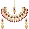 Aheli Traditional Maroon Crystal Choker Necklace Earring Maang Tikka Jewellery