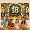 Cmialusie Happy Birthday Banner 70.8x43.3 Inch Glittering Gold Balloons Fireworks