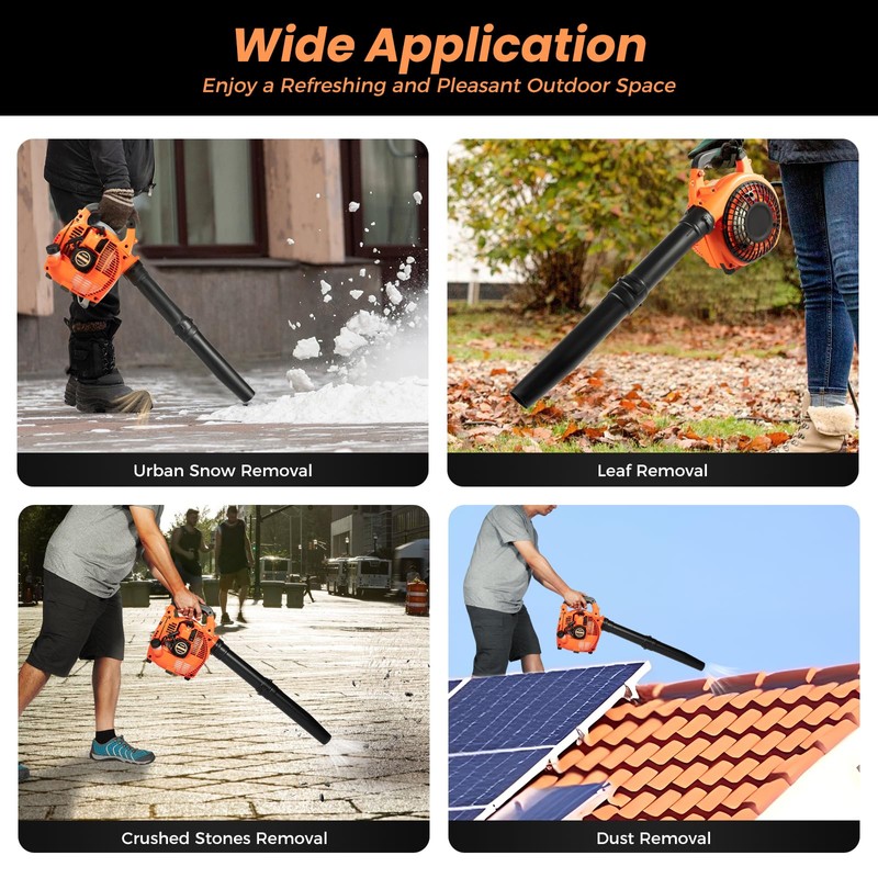 Cordless Handheld Leaf Blower, 26.5 cc 2-Stroke Gas Powered Leaf