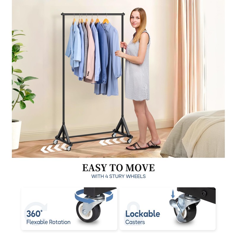 SLEEPING LAMB Heavy Duty Clothes Rack, Rolling Clothing Racks for