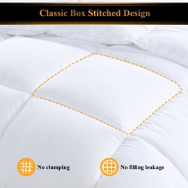 D & G THE DUCK AND GOOSE CO All-Season Quilted Comforter King Size, Premium 233T Peachskin Fabric & 350gsm Down Alternative Fiber, Lightweight Duvet Insert, Hotel Quality & Machine Washable.