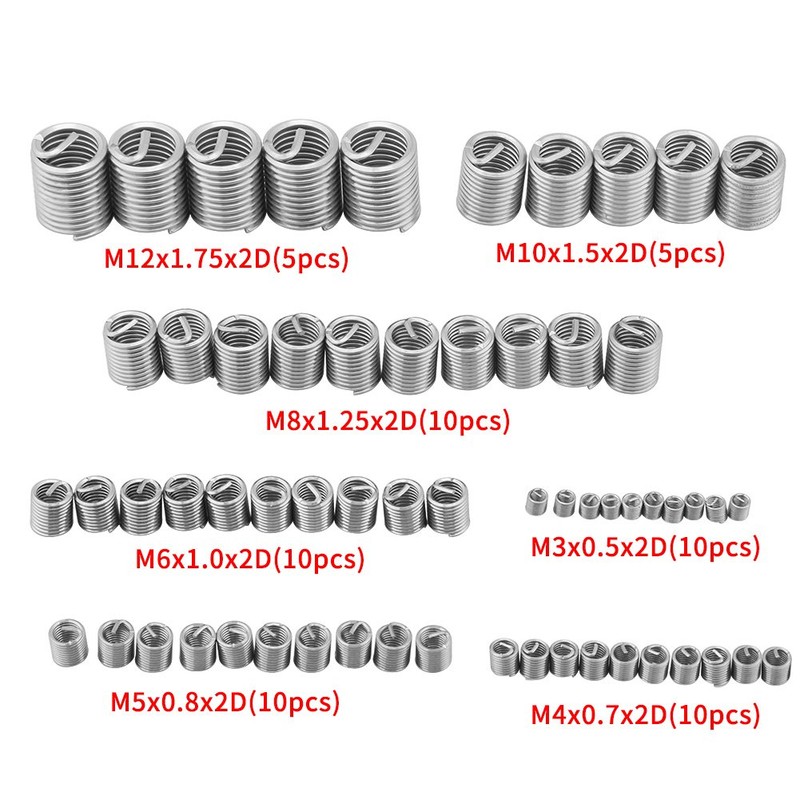 Thincol Kit de Reparación de Roscas, 60 Piezas, Inserto de