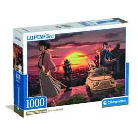 Clementoni Anime Puzzle 1000 Pieces for Adults and Teenagers, Lupin 3 Illustration with Poster Included, Special Series, Gift Idea, Men, Made in Italy, 50 x 70 cm, 37054