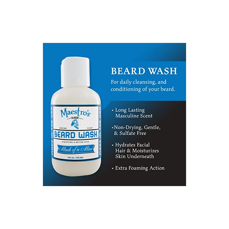 Maestro's Classic Mark of a Man Beard Wash, 4 Ounce