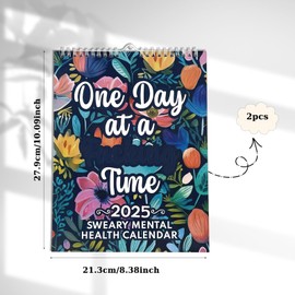 KEAGAN 2PCS Mental Health Calendar, Funny Calendar 2025, Creative Monthly Planner Sweary Calendar, Mental Health Wall Calendar for Christmas gifts, Home Decoration