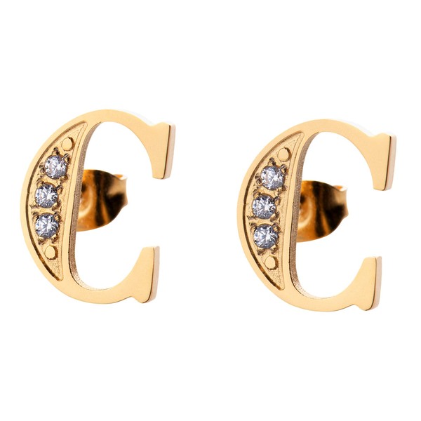 LuckyLy Aretes Mujer Oro 18k de Iniciales Letras con Zirconia