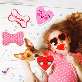 Mruq pet Valentine's Day Dog Toys, 4pcs Cute Fun Interactive Plush Squeaky Dog Toys, Red and Pink Bone and Heart Gifts Puppy Dog Teething Chew Toys for Small Medium Pet Dogs Teeth Cleaning
