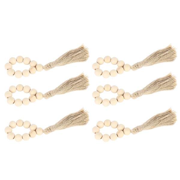 6 Servilleteros de Cuentas de Madera con Borlas, Servilletero para