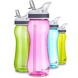 AceCamp Tritan 15534 Drinking Bottle Sports Water Bottle Leak-Proof BPA Free with Straw Pink 550 ml